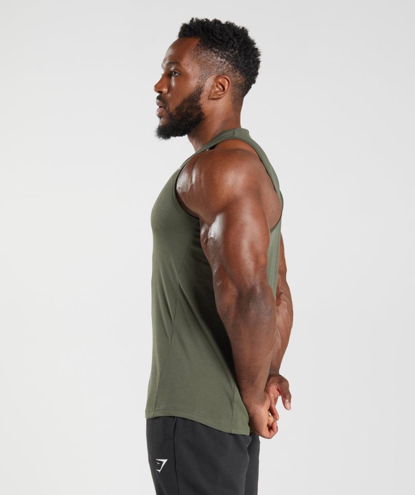 Men's Gymshark React Tanks Olive | NZ 2MYINE